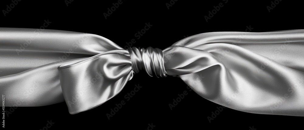 Aufkleber a close-up shot of a shiny silver bow on a black background, great for use in design projects or as 