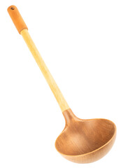 wooden ladle soup isolated on white background