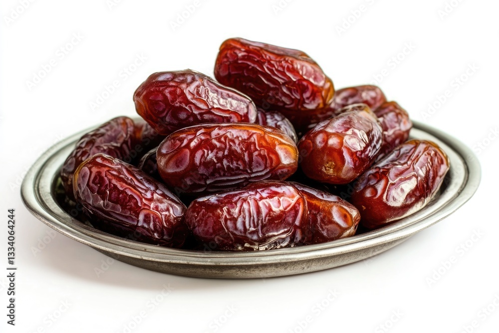 Poster a bowl filled with fresh dates on a white surface