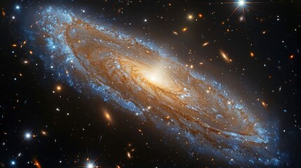 Obraz premium Spiral Galaxy in Deep Space with Distant Stars