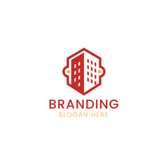 Fototapeta premium New Real estate Iconic Home and building logo.