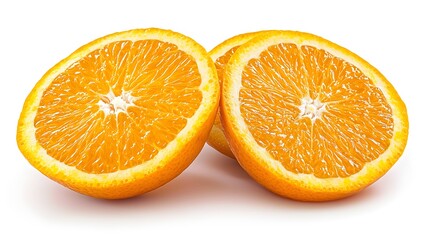 Sliced oranges on a white background