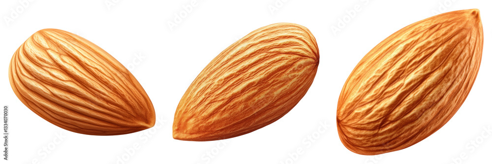Poster three almonds with textured shells in minimal