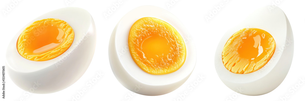 Aufkleber three boiled egg halves with soft yolks on transparency background