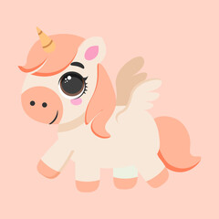Unicorn pastel wings pink background