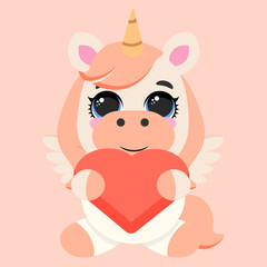 Unicorn pastel wings pink background