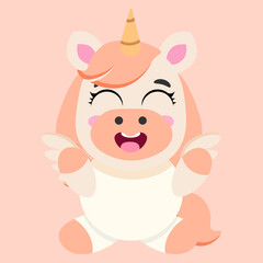 Unicorn pastel wings pink background