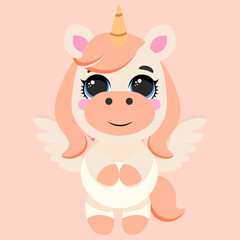 Unicorn pastel wings pink background