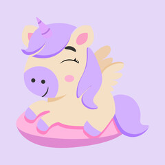 Unicorn baby purple pastel background