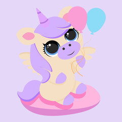 Unicorn baby purple pastel background