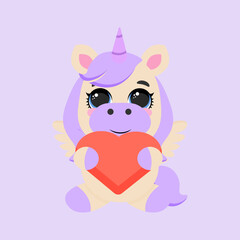 Unicorn baby purple pastel background