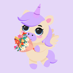 Unicorn baby purple pastel background