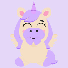 Unicorn baby purple pastel background