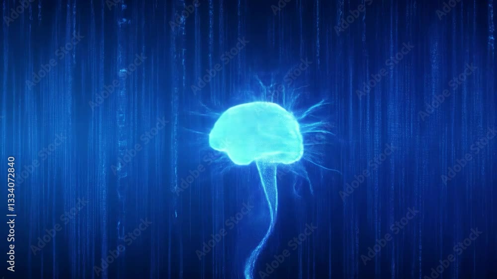 Poster capture the essence of cybernetics: utilize artistic representations of neuron brain cells and binar