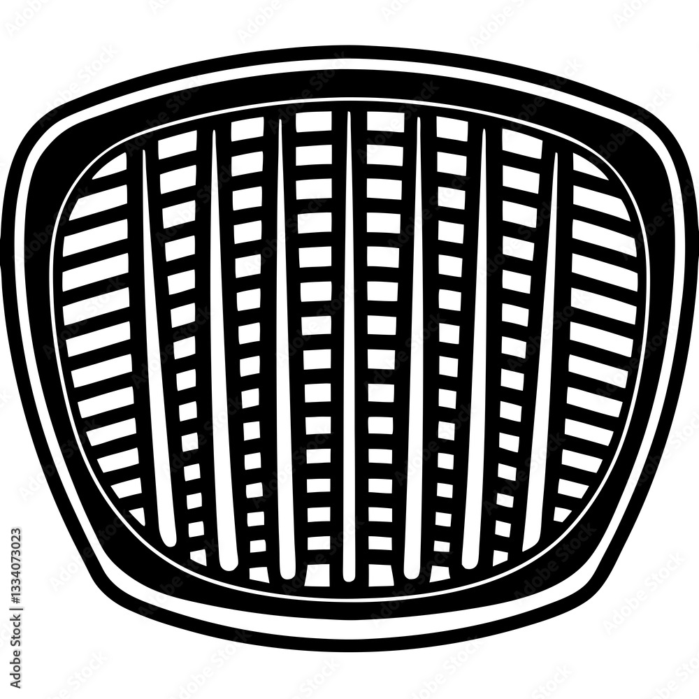 Poster a unique grille pattern composed of vertical and horizontal bars arranged in a geometric design. the