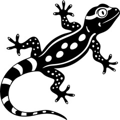 Fototapeta premium a black gecko on an isolated background. The gecko has intricate markings, with spots and stripes. The graphic shows the gecko in detail