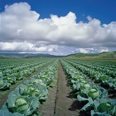 Lush cabbage field under a vast blue sky (2)
