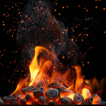 feu, flammes, chaleur, br&ucirc;ler, feu de camp, braise, chaud, chemin&eacute;e, br&ucirc;lant, nuit, bois, bois de chauffage, noir, rouge, lumi&egrave;re, orange, danger, jaune, camp, fonc&eacute;, brasier
