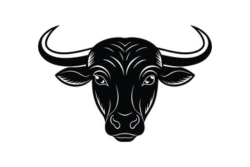 Silhouette vector art illustration of a bull's head.eps