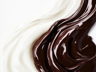 Close-up shot of a delicious chocolate swirl on a white background, perfect for food and dessert photography