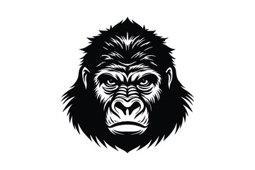 Silhouette vector art illustration of a gorilla's head.eps
