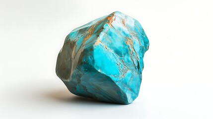 Fototapeta premium Turquoise gem stone on white background for mineralogy, geology, or jewelry use