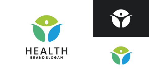 Health logo design, abstract circle human symbol