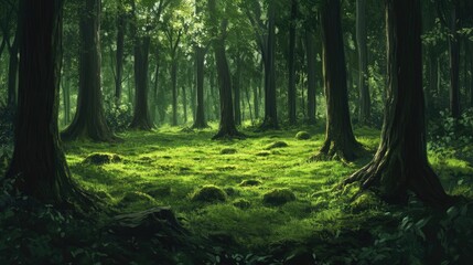 Obraz premium Enchanted Forest: A Serene Green Haven