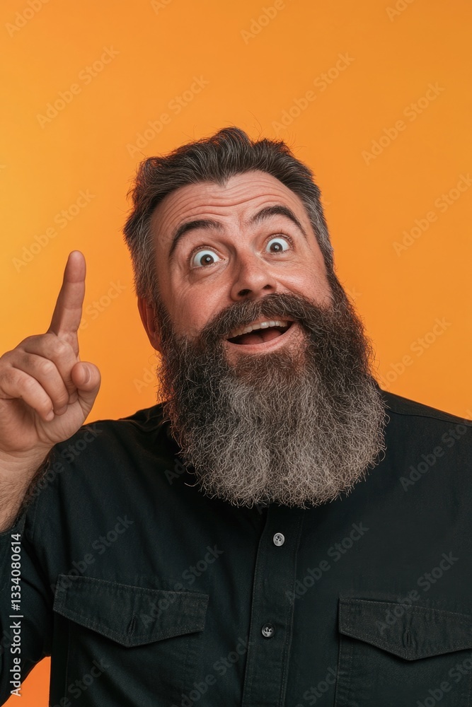 Poster A person with a long beard making a humorous facial expression, great for adding humor to various projects