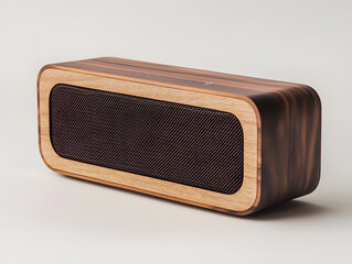Simple product photography of wooden Bluetooth speakers