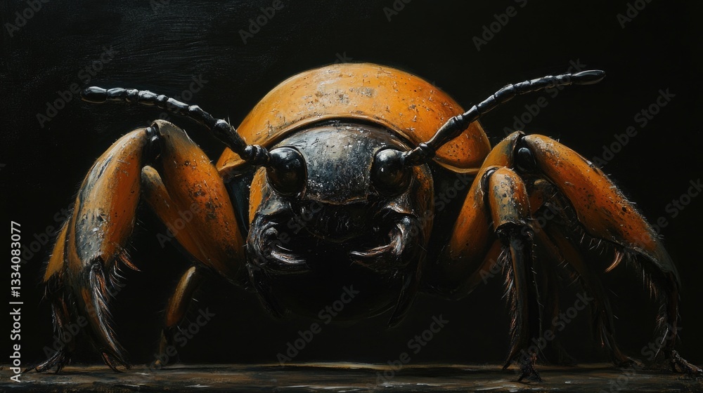 Aufkleber a close-up of a beetle perched on a black surface, ideal for use in scientific or educational contex