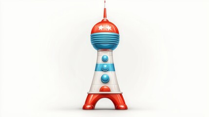 Naklejka premium Colorful Toy Version of a Famous Tower on White Background