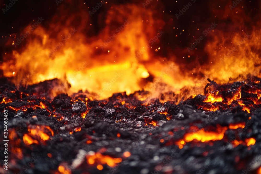 Aufkleber a close-up shot of a fire with intense flames in the background, great for use in action or adventur