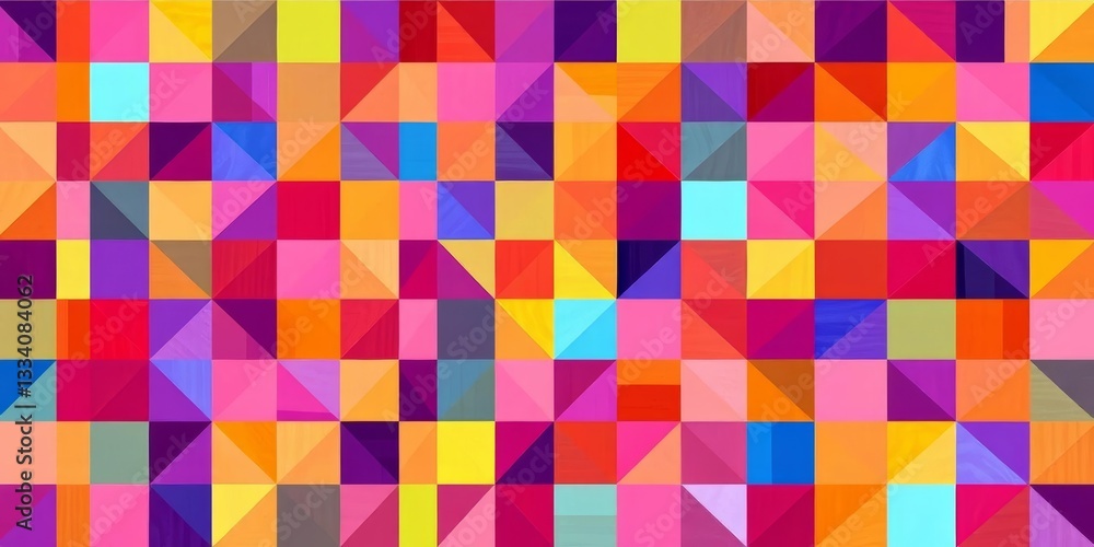 Aufkleber abstract geometric mosaic vector pattern with vibrant color blocks and sharp lines, vibrant illustra