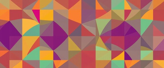 Abstract geometric mosaic pattern in vibrant flat vector design, mosaic, geometric