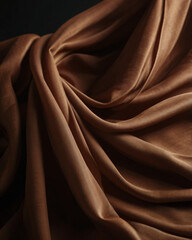 The brown silk cloth has a luxurious, smooth feel.