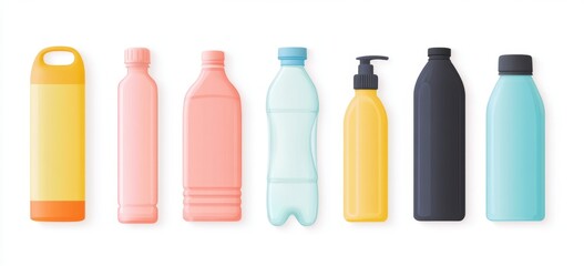 Colorful plastic containers on white background