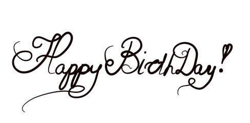 Artistic calligraphy spelling an incorrect celebration message presenting a humorous take. Flowing script with unique styling on plain background highlights contrast.