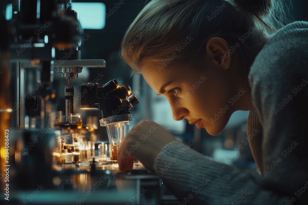 Poster Scientist studying candles with magnifying tool