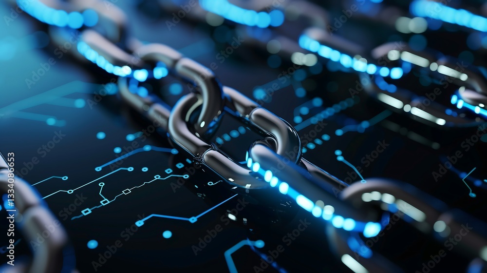 Poster a digital business ecosystem with secure blockchain transactions, encrypted financial data flows, an