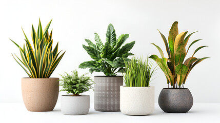 Fototapeta premium set of indoor flowers pot on isolated white background.ai generative