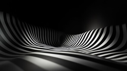 Abstract Black and White Striped Surface with Wavy Texture and Patterns