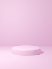 シンプルなパステルカラーの円形ステージと背景（ピンク）