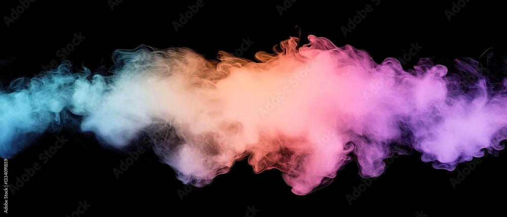 Poster colorful fluid gradient abstract design, vibrant multicolored gradient on black, centered fluid shap