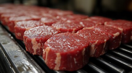 Juicy Raw Beef Steaks on Grill Ready for Cooking Close Up