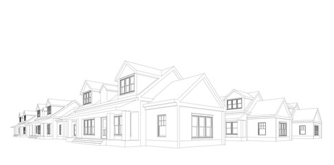 Architectural Sketch of Modern Residential House – Perspective View