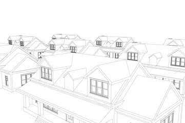 Architectural Sketch of Modern Residential House – Perspective View