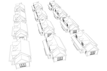 Architectural Sketch of Modern Residential House &ndash; Perspective View