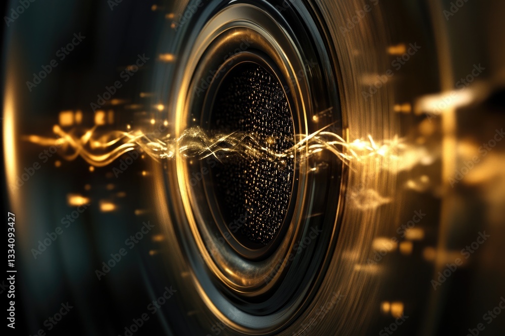 Poster A detailed view of a circular object illuminated by various light sources
