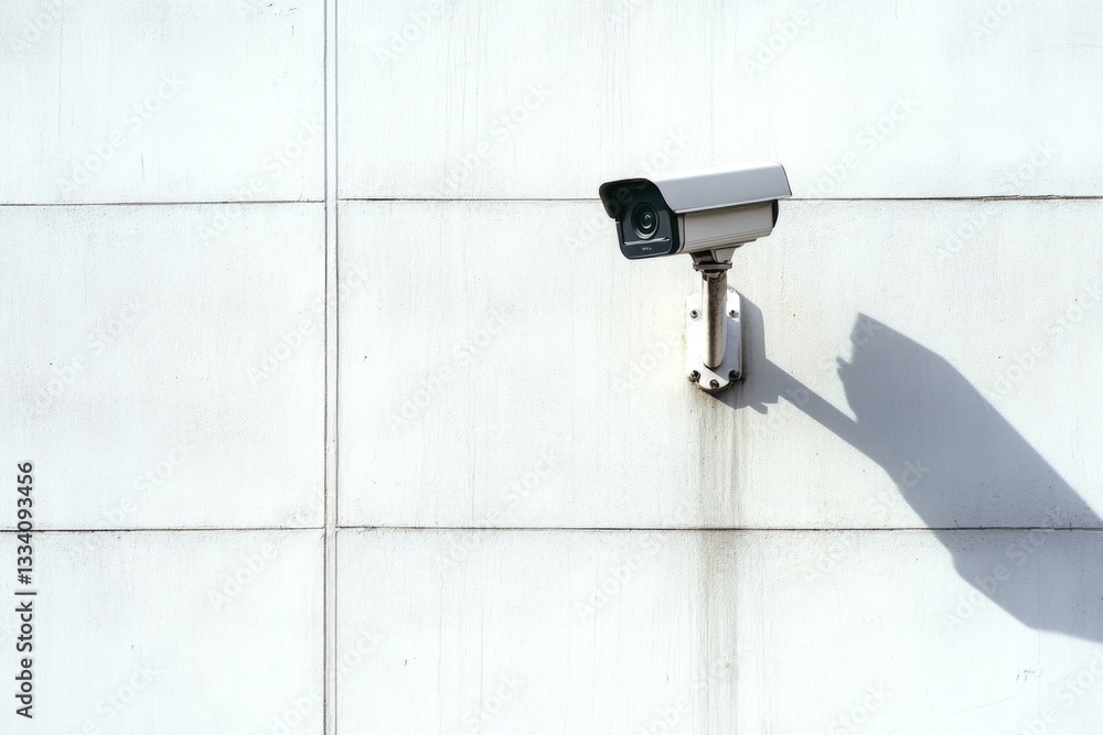 Poster a camera installed on the side of a building, providing an elevated view